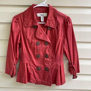 American Rag Red Double Breasted Peplum Jacket Size Small